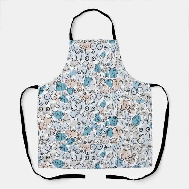 blue fun breast apron (Front)