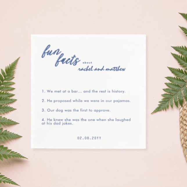 Blue Fun Facts Template Wedding Napkins (Creator Uploaded)