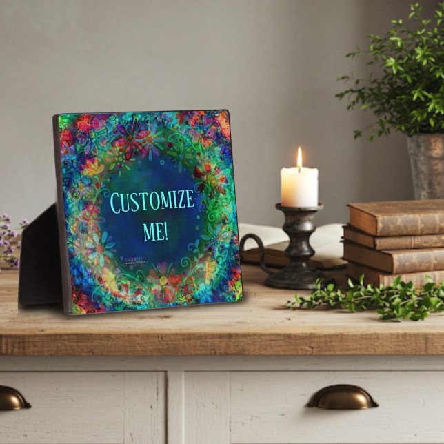 Blue Fun Floral Pretty Boho Inspirivity  Plaque (Creator Uploaded)