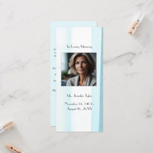 Blue Funeral Memorial Prayer Bookmark Card