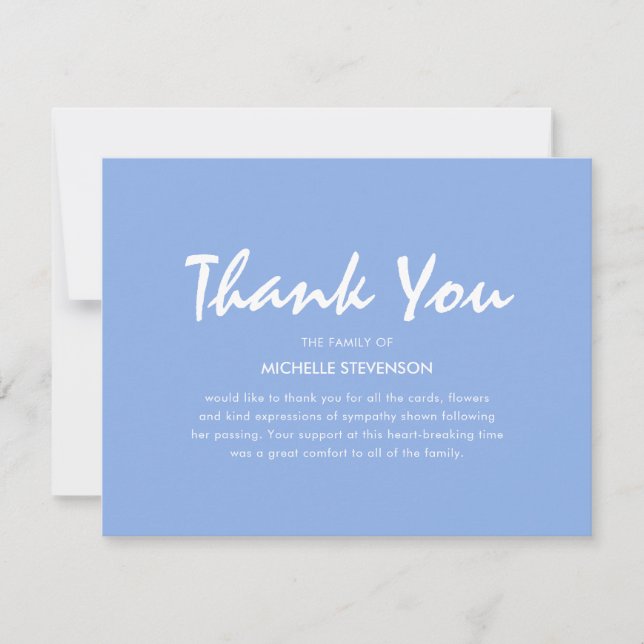 Blue Funeral Thank You Note (Front)