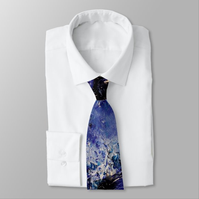 Blue Funky Art Tie (Tied)