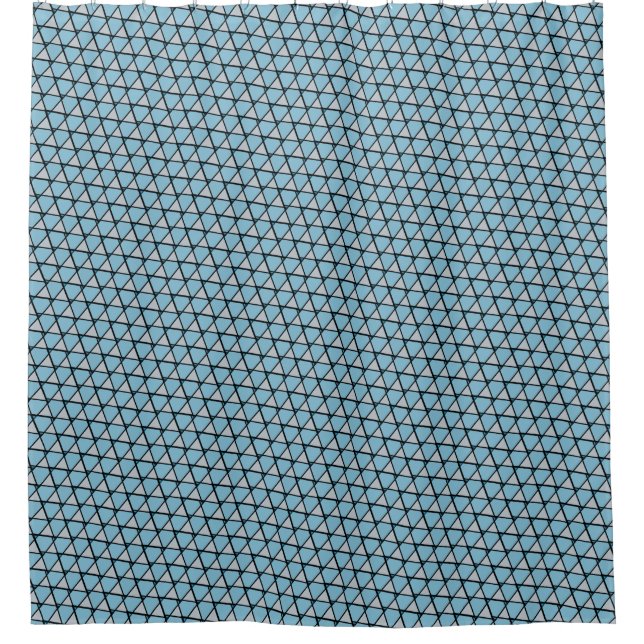 Blue Funky Triangles Shower Curtain (Front)