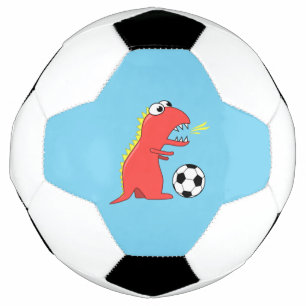 Blue Funny Cartoon Dinosaur Soccer Ball
