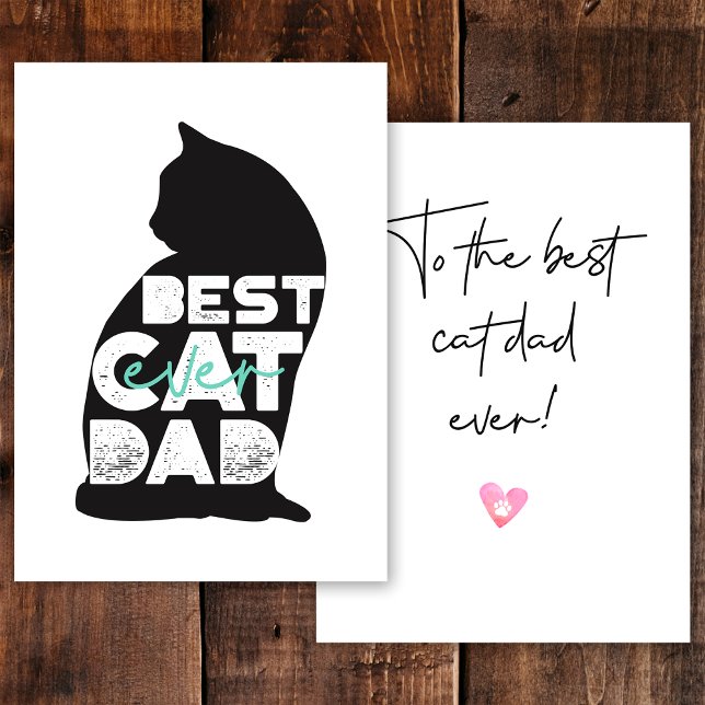 Blue Funny Father's Day Best Cat Dad Ever Holiday Card (Creator Uploaded)
