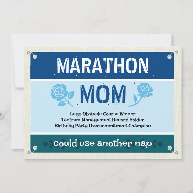Blue Funny Marathon Mum Mother's Day Card (Front)