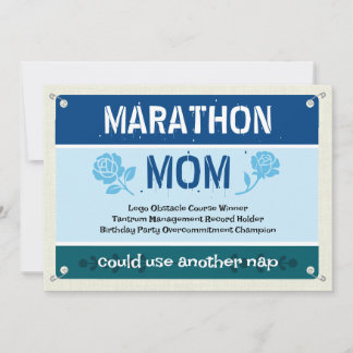 Blue Funny Marathon Mum Mother's Day Card