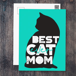 Blue Funny Mother's Day Best Cat Mum Ever Holiday Postcard