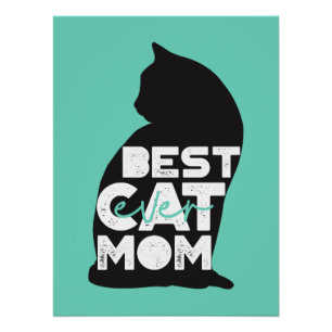 Blue Funny Mother's Day Best Cat Mum Ever Poster