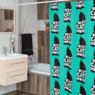 Blue Funny Mother's Day Best Cat Mum Ever Shower Curtain