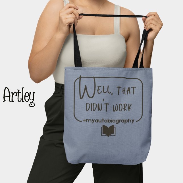 Blue Funny Pessimist Failure Autobiography Tote Bag (Creator Uploaded)