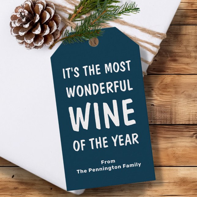 Blue Funny Wine Christmas Gift Tags (Creator Uploaded)