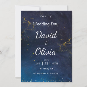 Blue Futuristic Wedding Invitation