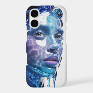 Blue Futuristic Woman Portrait Phone Case