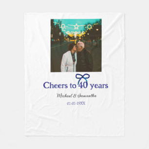 Blue g bow cheers to 40 years anniversary wedding  fleece blanket