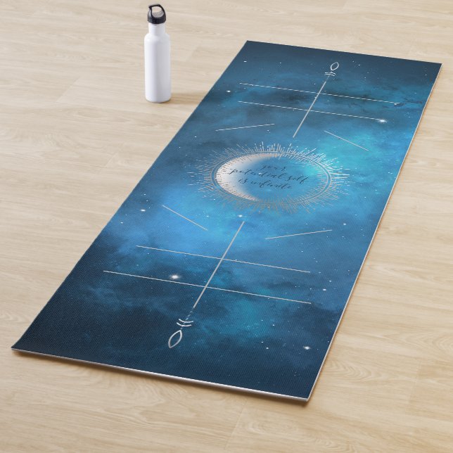Blue Galaxy, Alignment Lines Yoga Mat (In Situ)