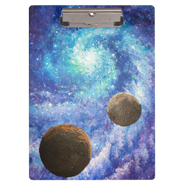 Blue galaxy and planets clipboard (Front)