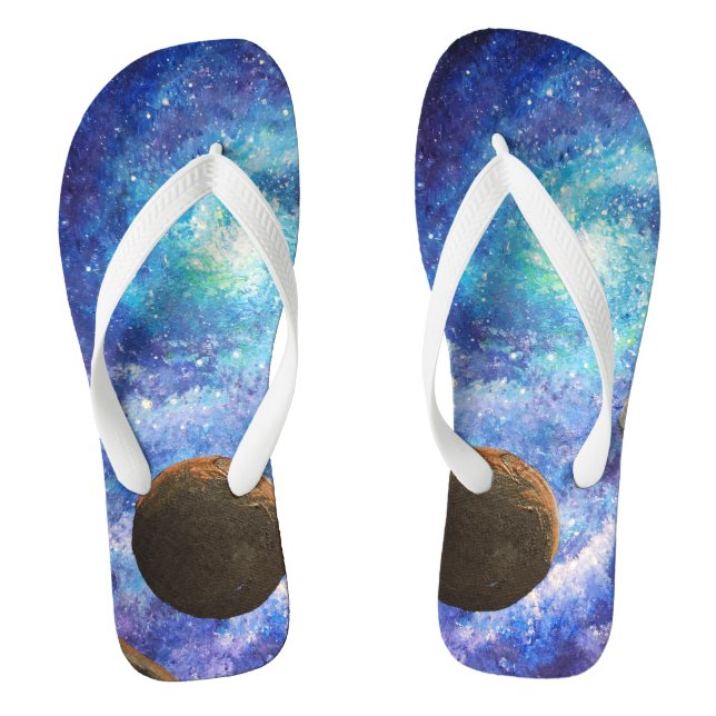 Blue galaxy and planets jandals (Footbed)