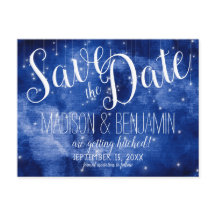 Blue Galaxy Celestial Stars Lights Save the Date