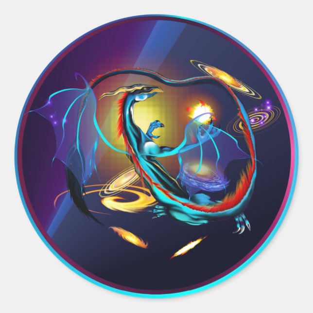 Blue Galaxy Dragon-Stickers Classic Round Sticker (Front)