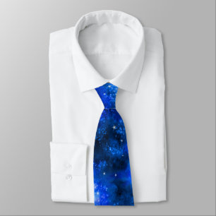 Blue Galaxy Outer Space Nebula Tie