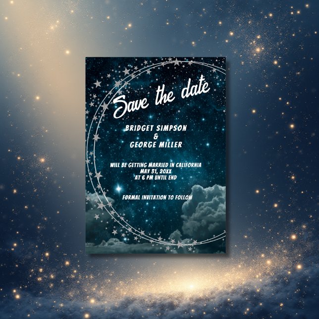 blue galaxy sky wedding save the date (Creator Uploaded)