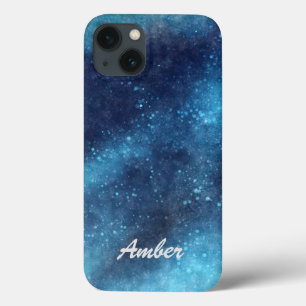 Blue Galaxy Sparkle Abstract Personalised iPhone 13 Case