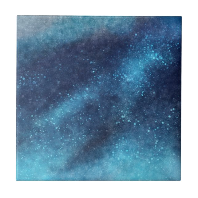 Blue Galaxy Sparkle Abstract Tile (Front)