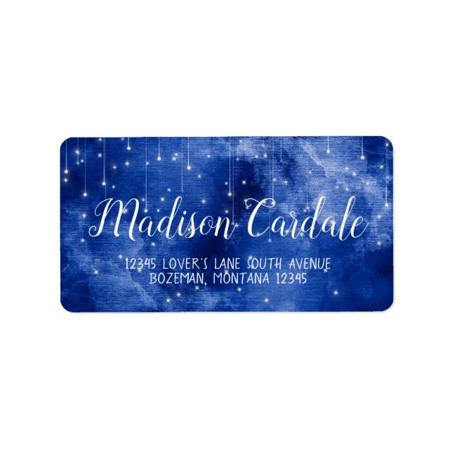 Blue Galaxy Stars Wedding Return Address Label (Front)