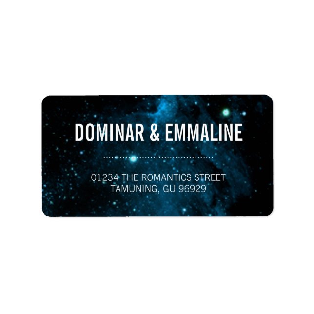 Blue Galaxy Wedding Address Labels (Front)