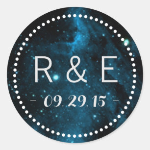 Blue Galaxy Wedding Favour Stickers