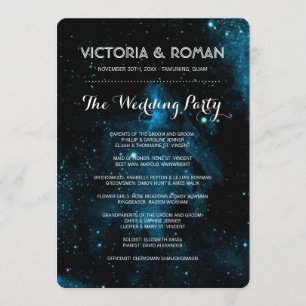 Blue Galaxy Wedding Programs Programme