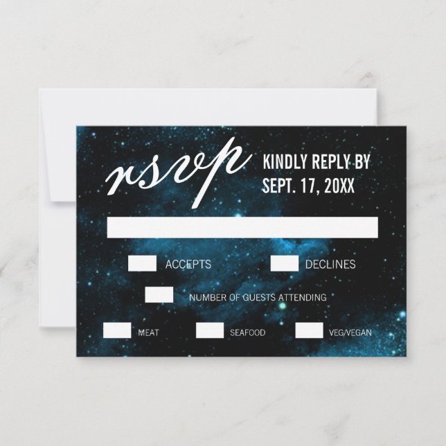 Blue Galaxy Wedding RSVP Cards (Front)