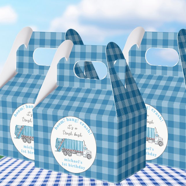 Blue Garbage Trash Truck Birthday Personalised Favour Box (Creator Uploaded)