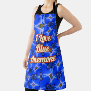 Blue Garden Anemone Pattern Apron