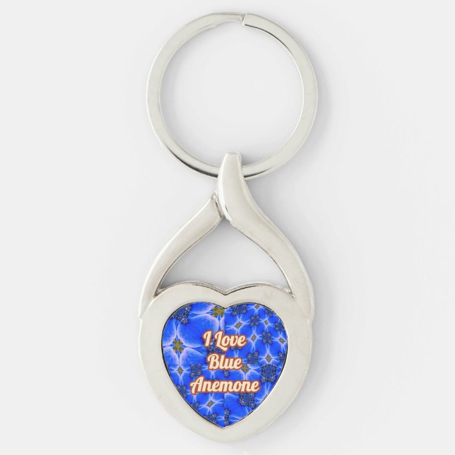 Blue Garden Anemone Pattern Key Ring (Front)