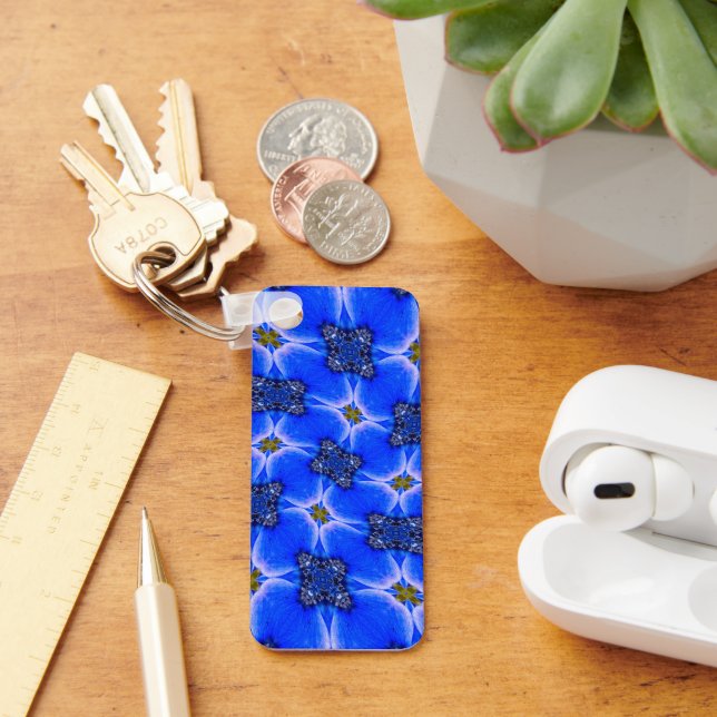 Blue Garden Anemone Pattern Key Ring (Desk)