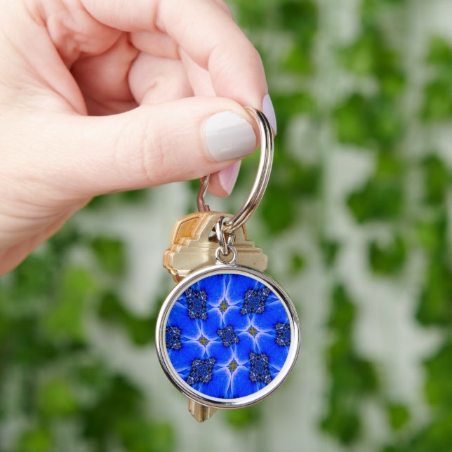 Blue Garden Anemone Pattern Key Ring (Hand)