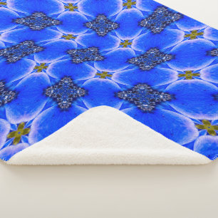 Blue Garden Anemone Pattern Sherpa Blanket