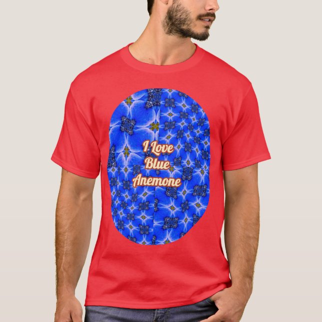 Blue Garden Anemone Pattern T-Shirt (Front)