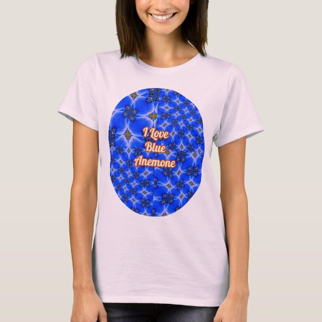Blue Garden Anemone Pattern T-Shirt (Front)