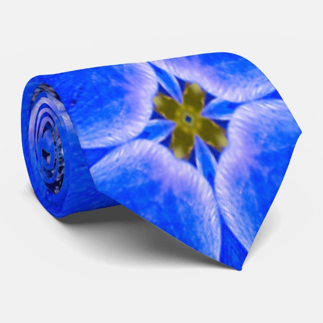 Blue Garden Anemone Pattern Tie (Rolled)