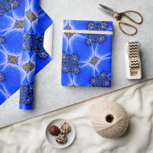 Blue Garden Anemone Pattern Wrapping Paper