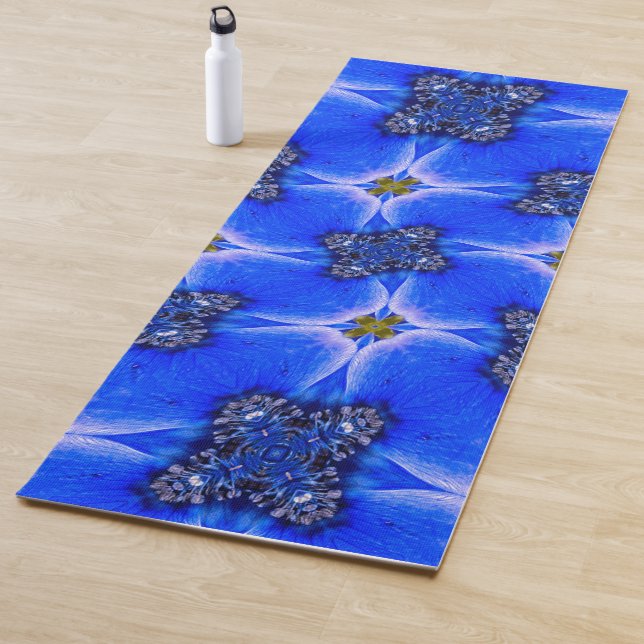 Blue Garden Anemone Pattern Yoga Mat (In Situ)
