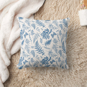Blue Garden Butterfly & Floral Garden Pattern Cushion