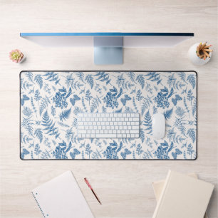 Blue Garden Butterfly & Floral Garden Pattern Desk Mat