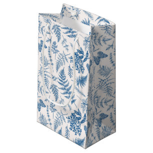 Blue Garden Butterfly & Floral Garden Pattern Small Gift Bag