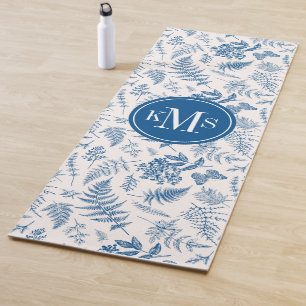 Blue Garden Butterfly & Floral Garden Pattern Yoga Mat