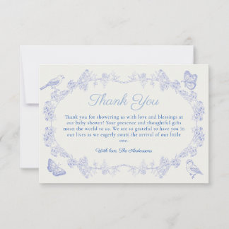 Blue Garden Chinoiserie Baby Shower Thank You Card