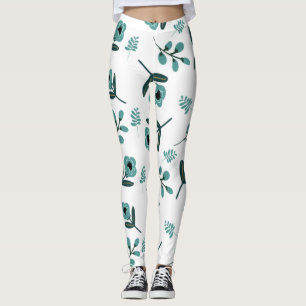 Blue Garden Floral Night  Leggings